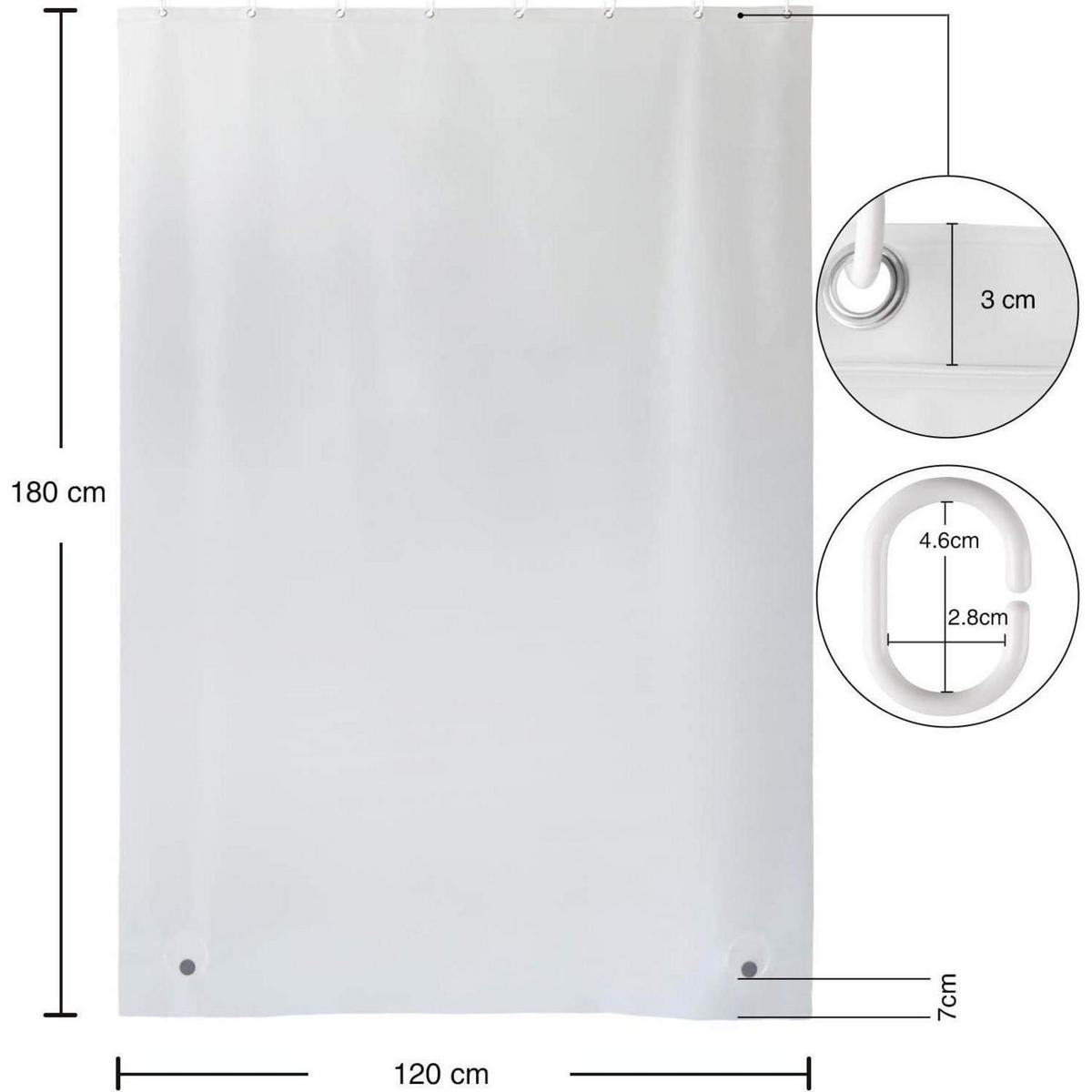DUSCHVORHANG mattglasartig 120 x 180 cm - Transparent, Kunststoff (120/180cm)