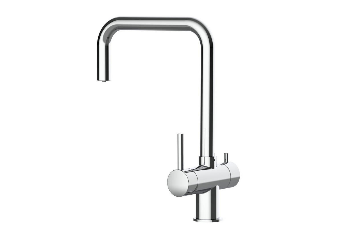 3-WEGE-KÜCHENARMATUR, Edelstahl Massiv aus Chirurgenstahl, Hochglanz, 360° schwenkbar - Edelstahlfarben, Metall (22/37/22cm) - VIZIO