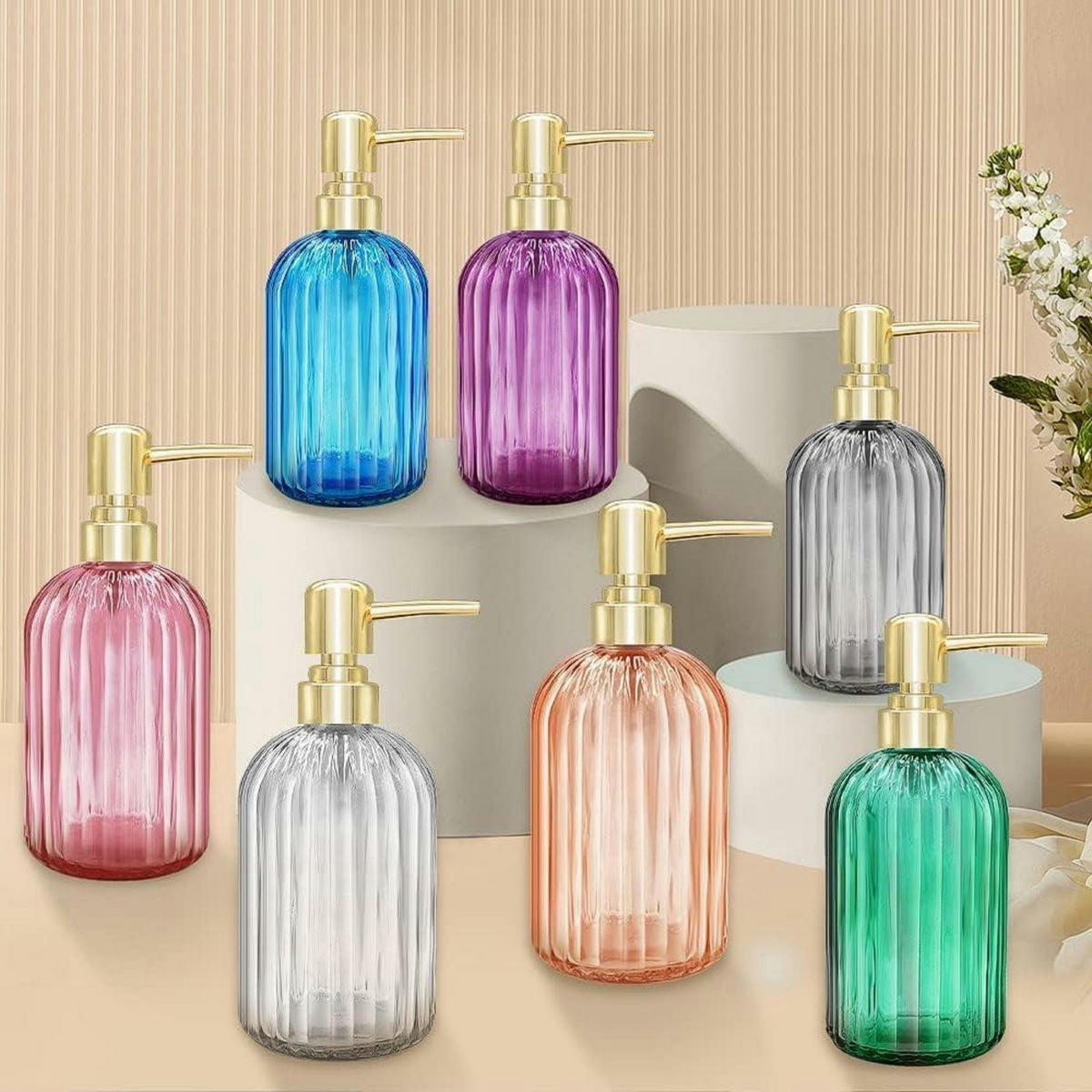 SEIFENSPENDER 2er Pack Glas Rosa - Rosa, Glas (7.6/19/6.6cm)