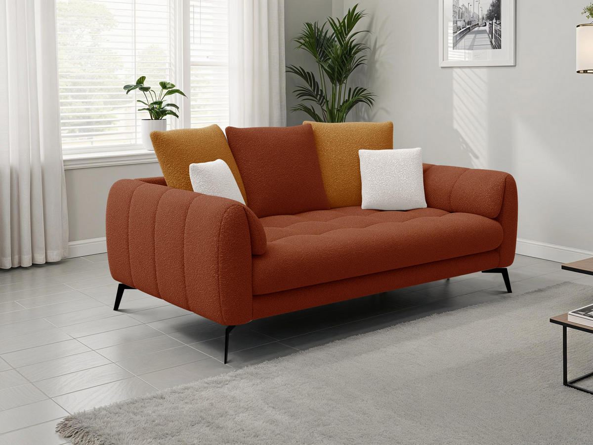 SOFA CALME 2,5-Sitzer, dunkelorange und écru - Dunkelorange, Holz/Textil (199/92/108cm) - Courtois Laville