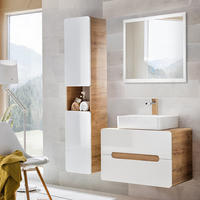 BADMÖBEL-SET 3-TLG. Luton-56 - Weiß, Holzwerkstoff (130/200/46cm) - Lomado