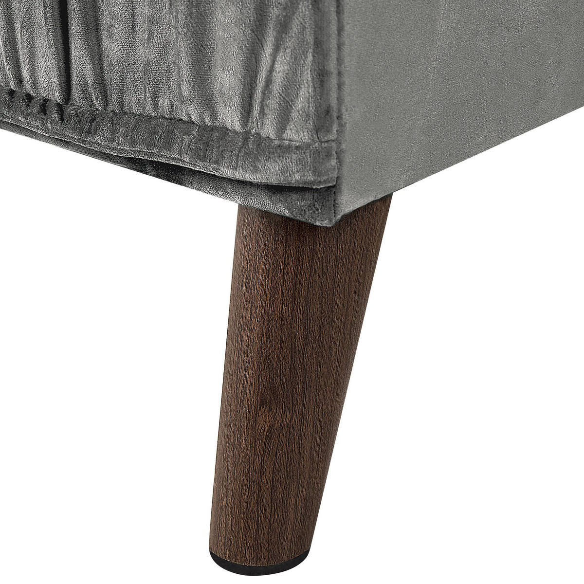 3-SITZER-ECKSOFA Samtstoff Hellgrau rechtsseitig Grena - Hellgrau, Textil (231/152cm) - Beliani