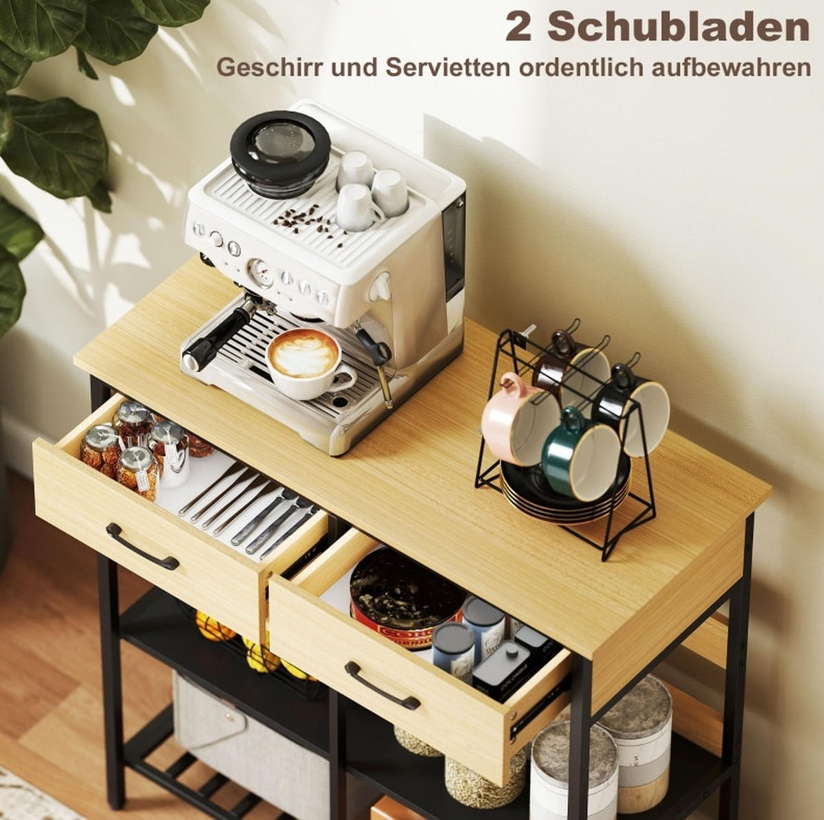 SIDEBOARD 90/40/91 cm Naturholz aus Holz mit 2 Schubladen - Naturfarben, Holz (40/91/90cm) - OKMYHOME