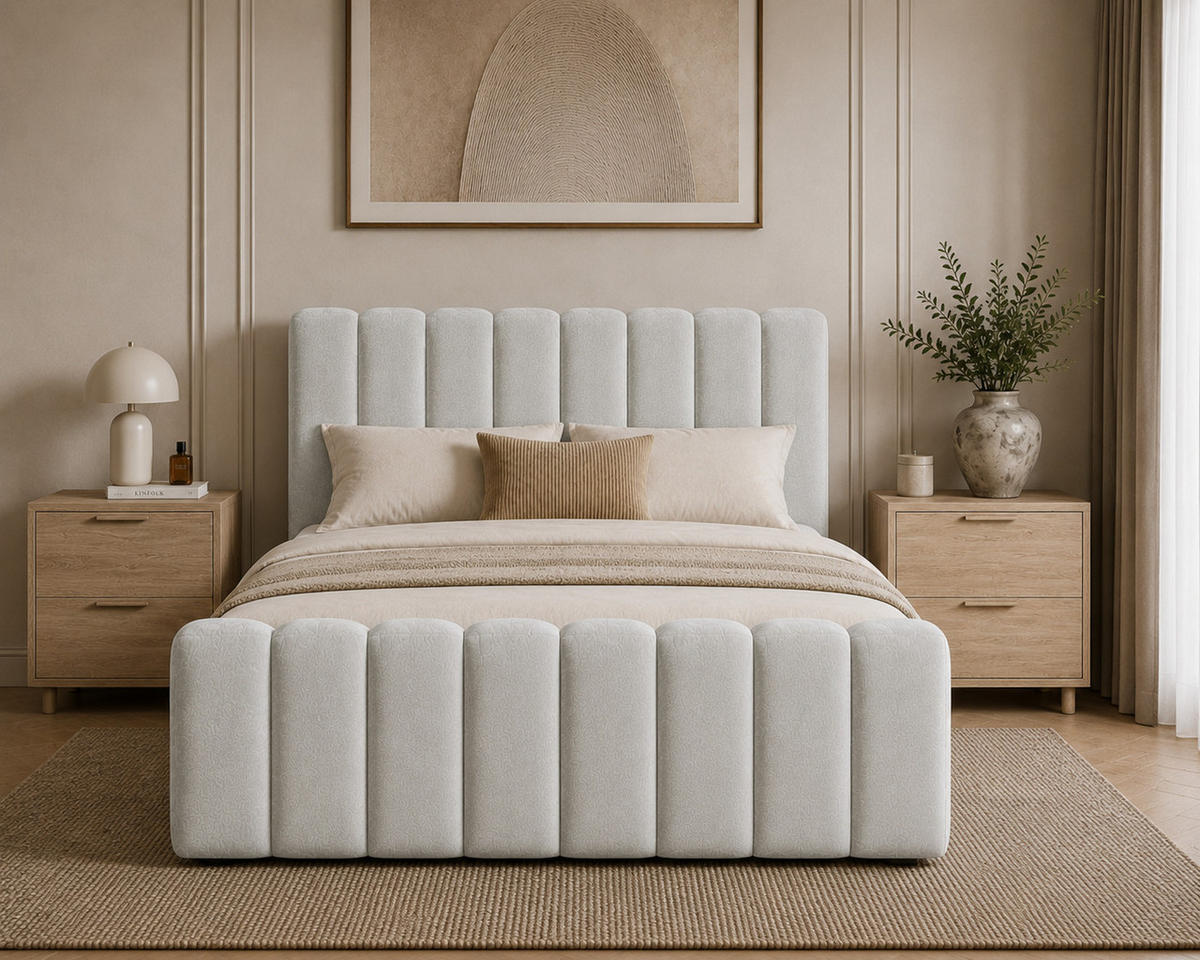 BOXBETT 01 BIS 160 x 200 cm - Vibe - Modernes Polsterbett mit Bettkasten inkl. PU-Schaum-Topper und Federmechanismus - Hellgrau, Holz (160/200cm) - ROYAL24_MARKT