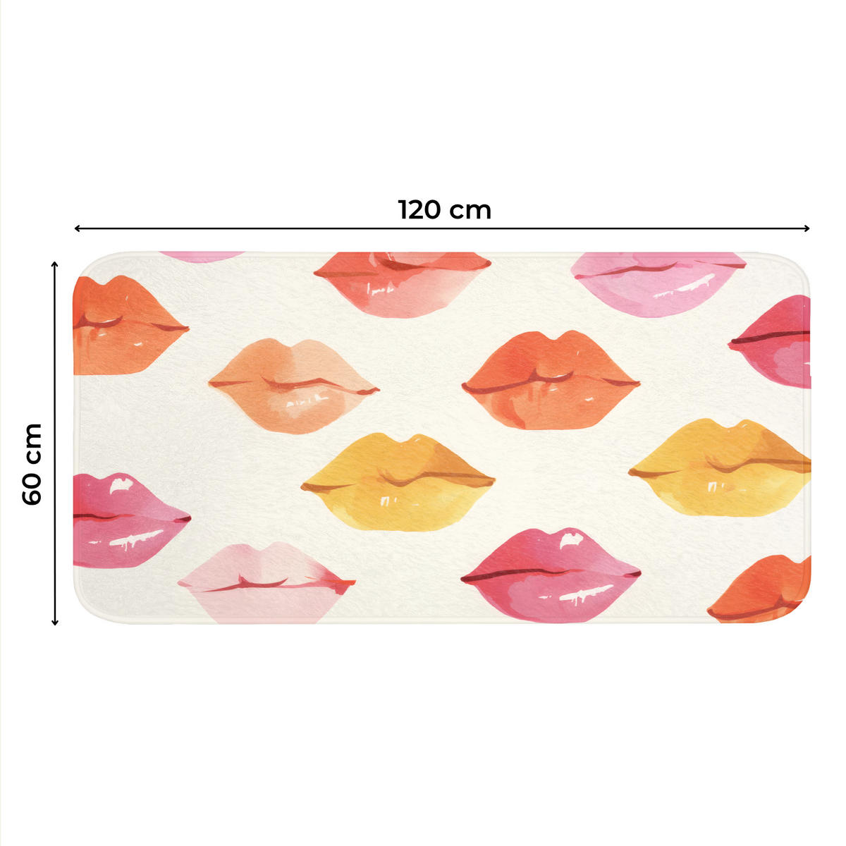 WC PŘEDLOŽKA Rty - barevné - lesklé 120x60 cm - růžová, textil/plast (120/1cm) - OnlyWow