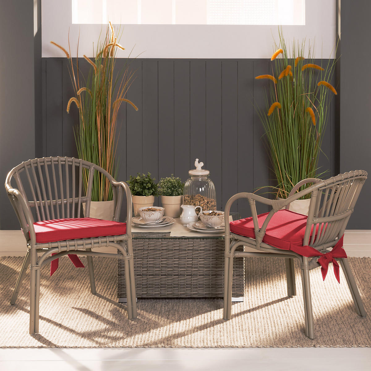 STUHLKISSEN Loft SK 45x40x5cm Rot (8tlg) - Rot, Textil (45/40/40cm) - Beautissu 