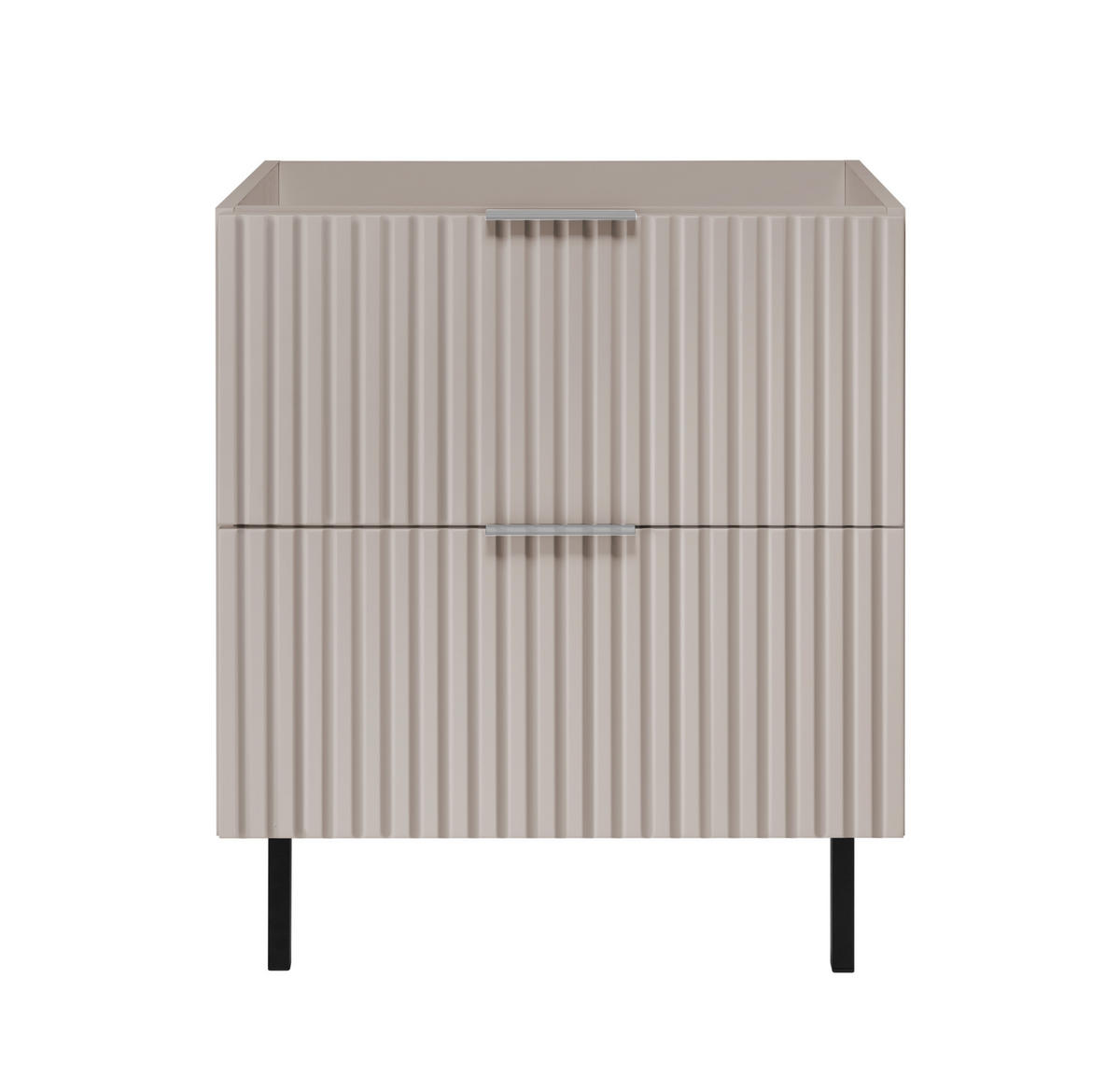 WASCHBECKUNTERSCHRANK, Kaschmir, 60 x 77 x 46 cm, silberner Griff, schwarze Beine, ohne Top - Beige/Silberfarben, Holzwerkstoff (60/77/46cm) - 3XE LIVING