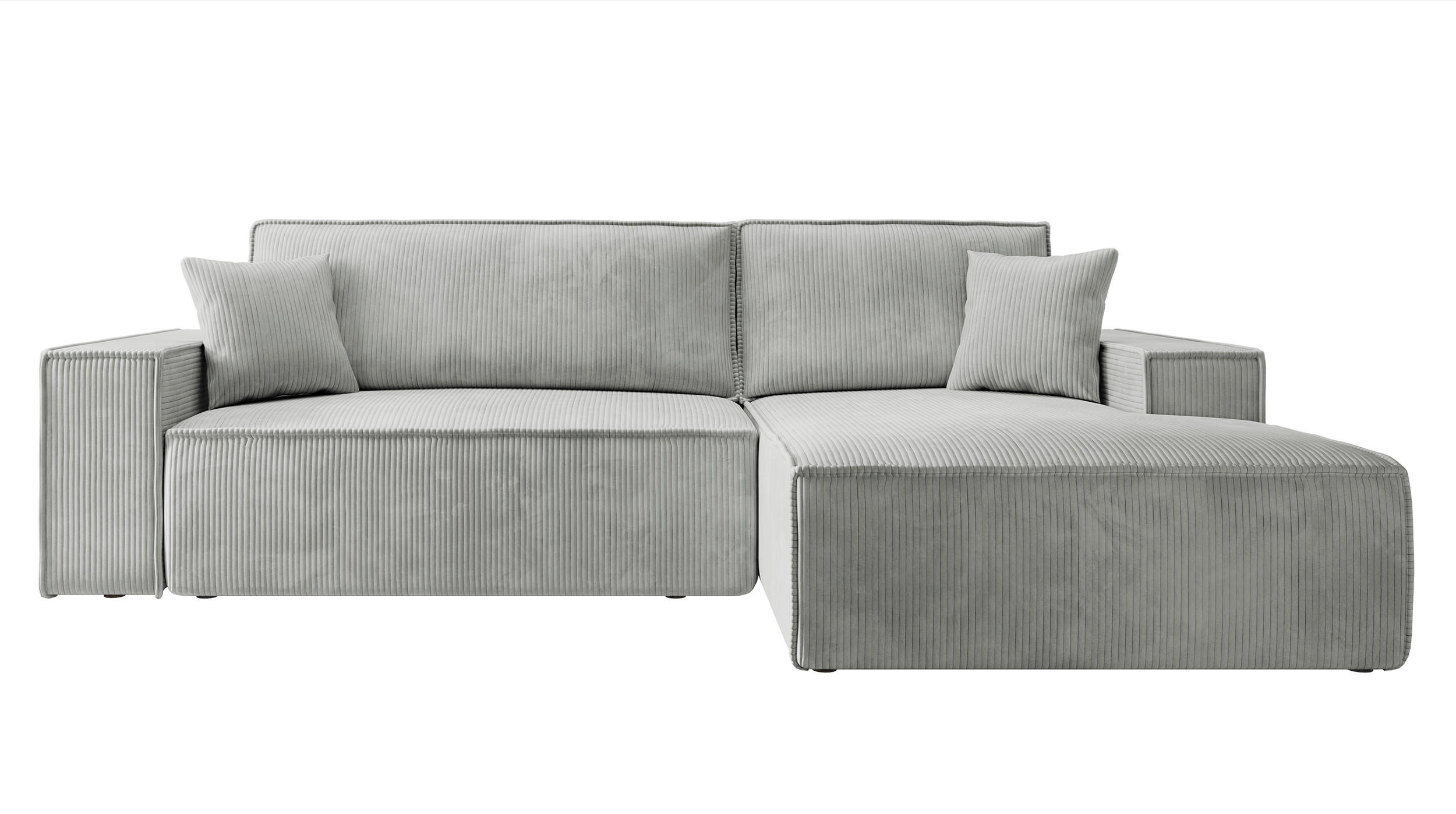 ECKSOFA Farese Hellgrau Cordbezug - Hellgrau/Schwarz, Kunststoff/Textil (267/167cm) - Selsey