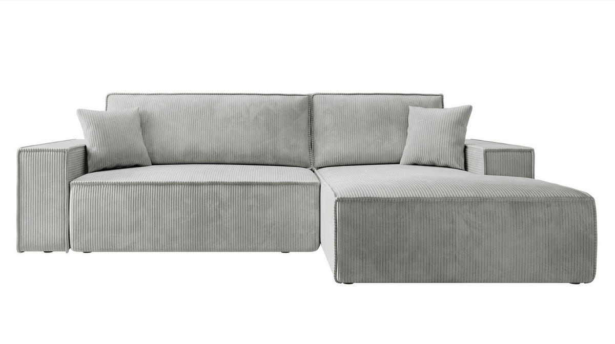 ECKSOFA Farese Hellgrau Cordbezug - Hellgrau/Schwarz, Kunststoff/Textil (267/167cm) - Selsey