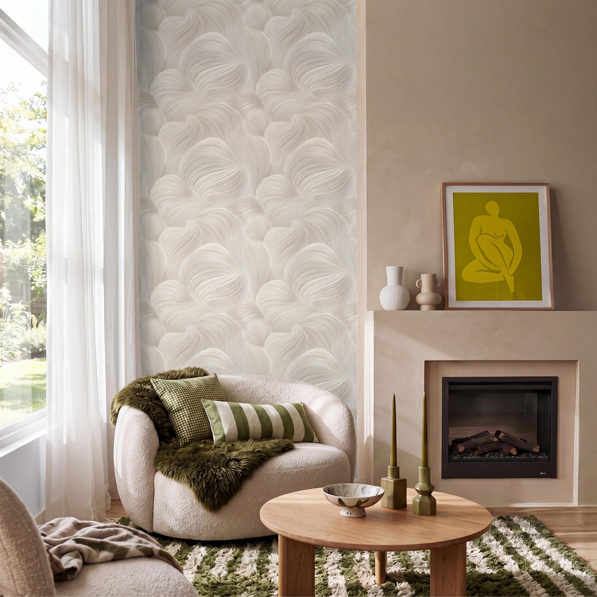 TAPETE - Lines - Ventilator - Beige - 100x200 cm - Creme, Papier (100/200cm) - OnlyWow