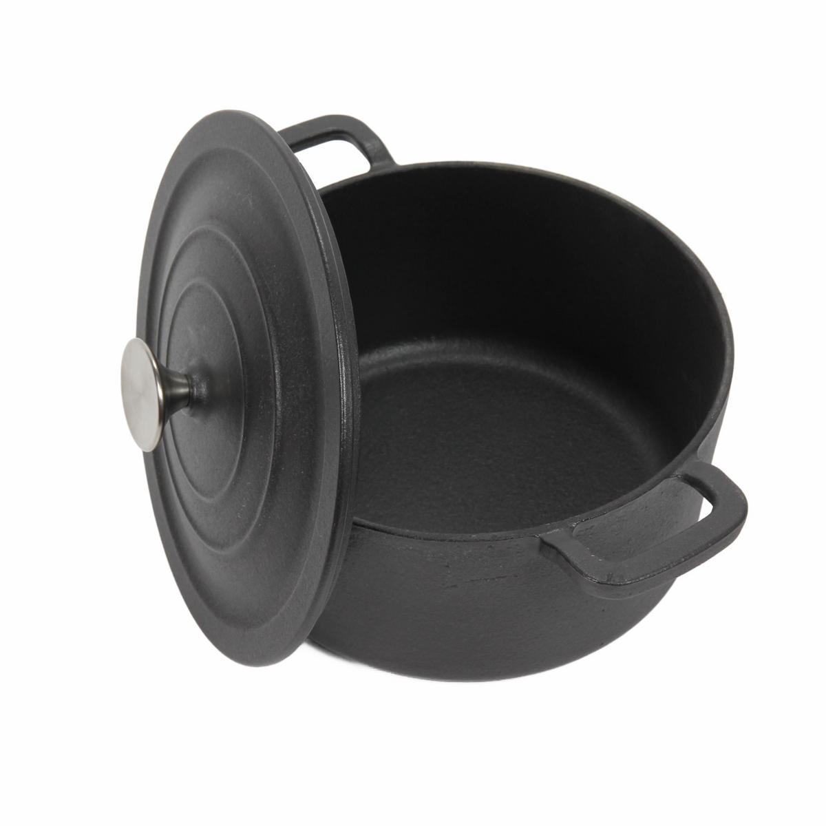 GUSSEISENKESSEL mit Deckel Ø 24 cm - Schwarz, Metall (24cm)