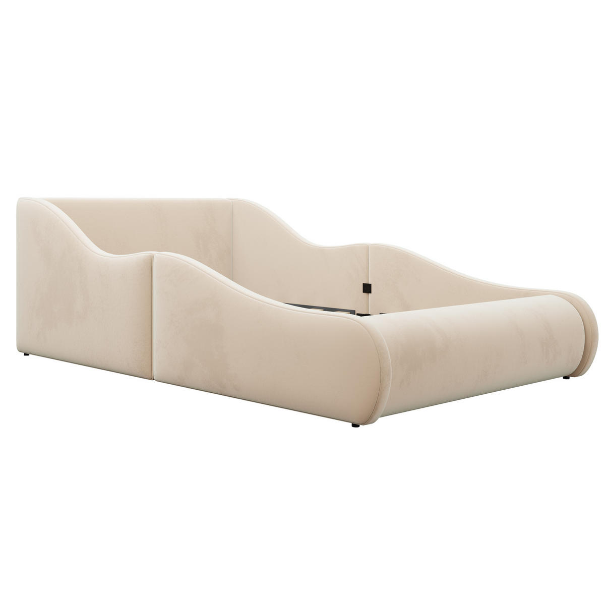 POLSTERBETT 90/200 cm Beige mit hohem Kopfteil und Seitenschutzgittern - Beige, Textil/Metall (90/200cm) - Oxeza