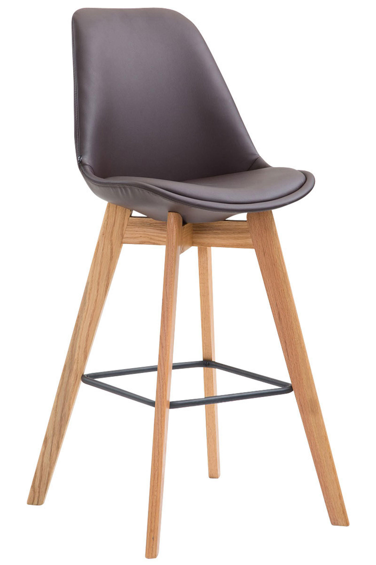 BARHOCKER Medoc, Gestell Natura, Kunstleder Braun - Braun/Naturfarben, Holz/Kunststoff (48/100/56cm) - TPFLiving