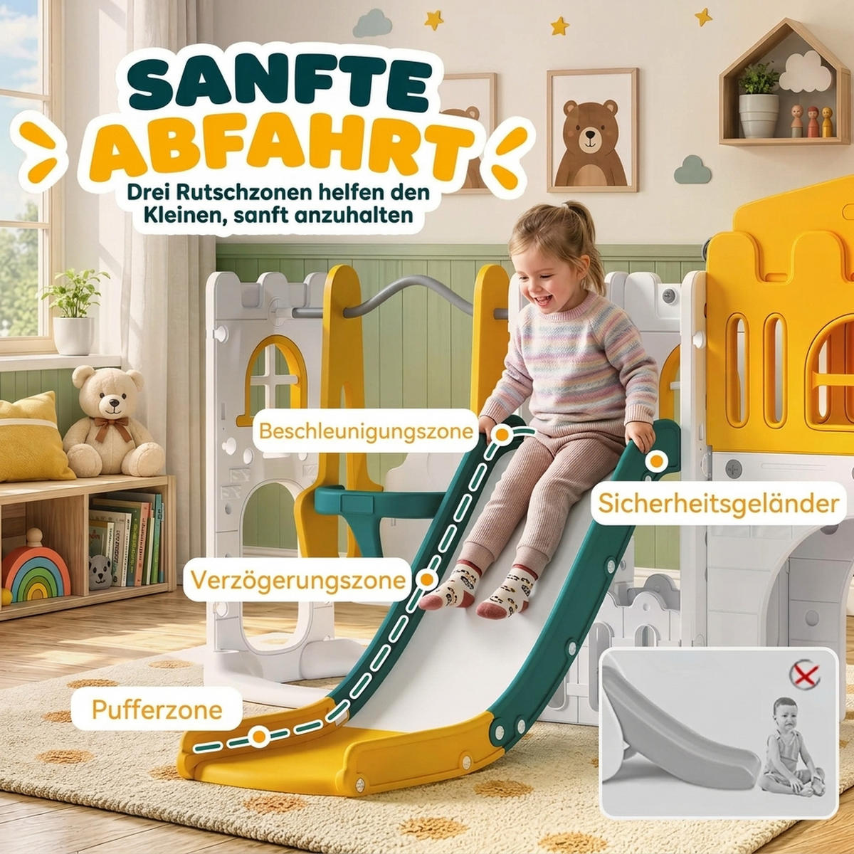 KINDERRUTSCHE HDPE Gelb - Gelb, Kunststoff (176/111/260cm) - AIYAPLAY