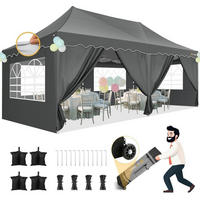FALTPAVILLON 3x6m Grau Wasserdicht UV Schutz 50+ mit 6 Seitenwänden - Grau, Textil (300/320/600cm)