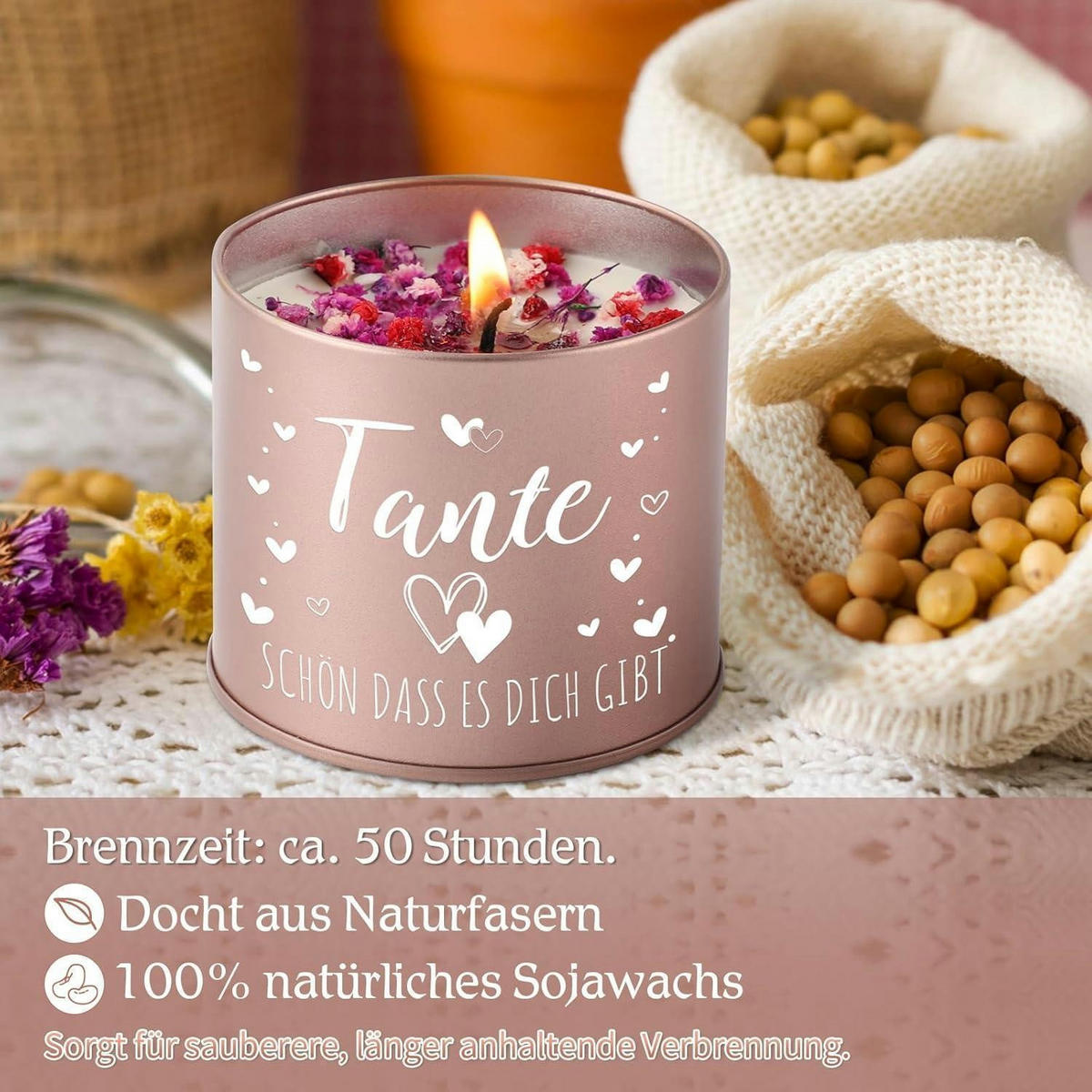 DUFTKERZE Tante Lavendel 50 Stunden Brenndauer - Multicolor, Paraffin (7.5cm)