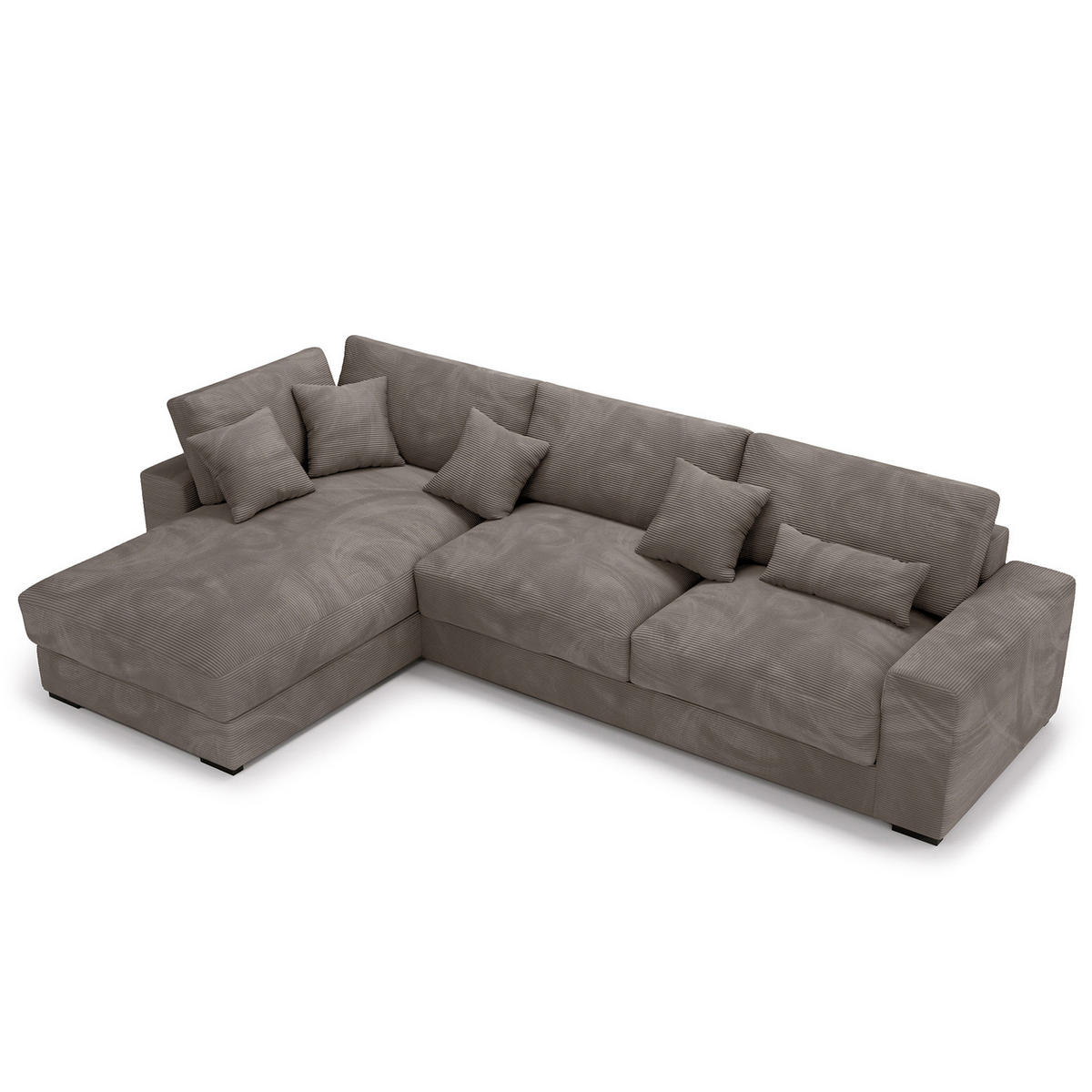 ECKSOFA mit Longchair - Schwarz/Braun, Kunststoff/Textil (340/205cm) - home24