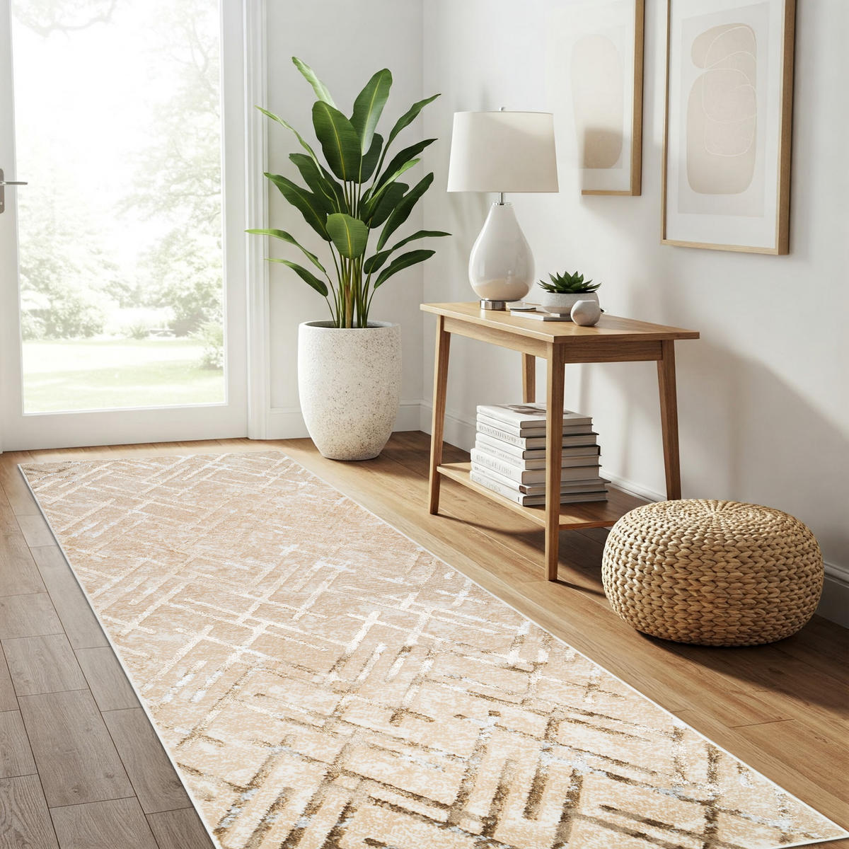 TEPPICHLÄUFER CRYSTAL beige abstrakt 120/200 cm - Beige, Textil (120/200cm) - Tapiso