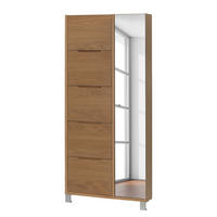 FURNIERTER SCHUHSCHRANK mit Spiegeltür - Eichefarben, Holzwerkstoff/Metall (84/185/17cm) - home24