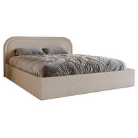 DOPPELBETT 140x200 Dune mit Bettkasten, runde Kopfteil, Bouclé, Beige - Beige, Holz/Textil (140/200cm) - Emporius