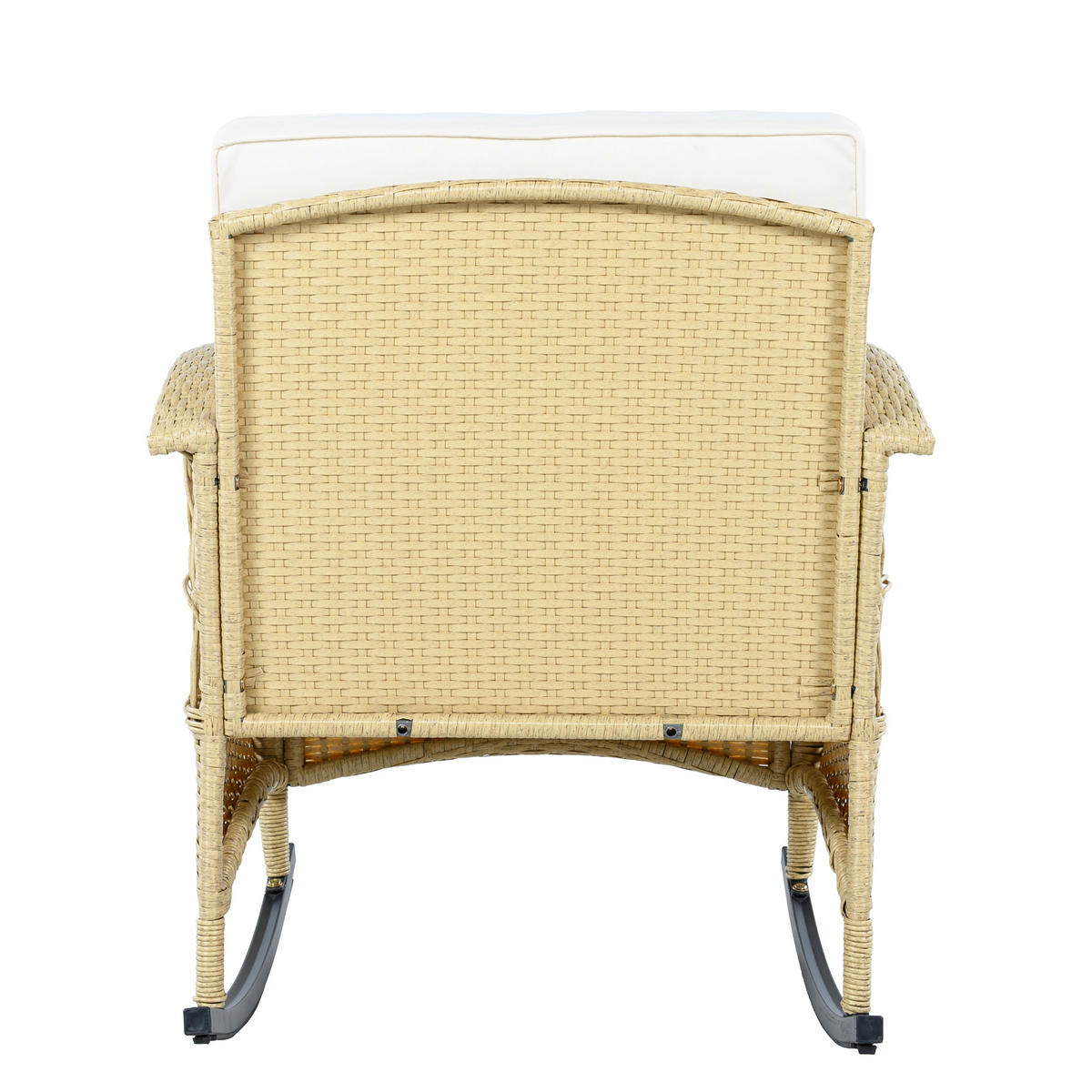 GARTENSETS aus Rattan 3-teilig Beige mit Schaukelstühlen & Glastisch - Beige, Metall - Modfu