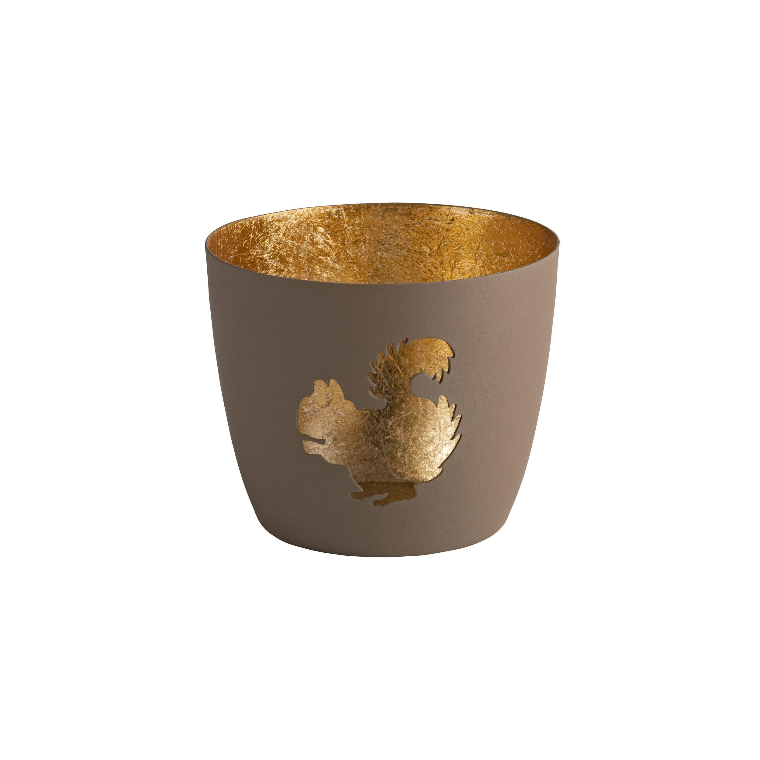 TEELICHTHALTER Madras Eichhörnchen M, Eisen, sandstone / Gold, H 8.5 cm - Beige, Metall (9cm) - Gift Company