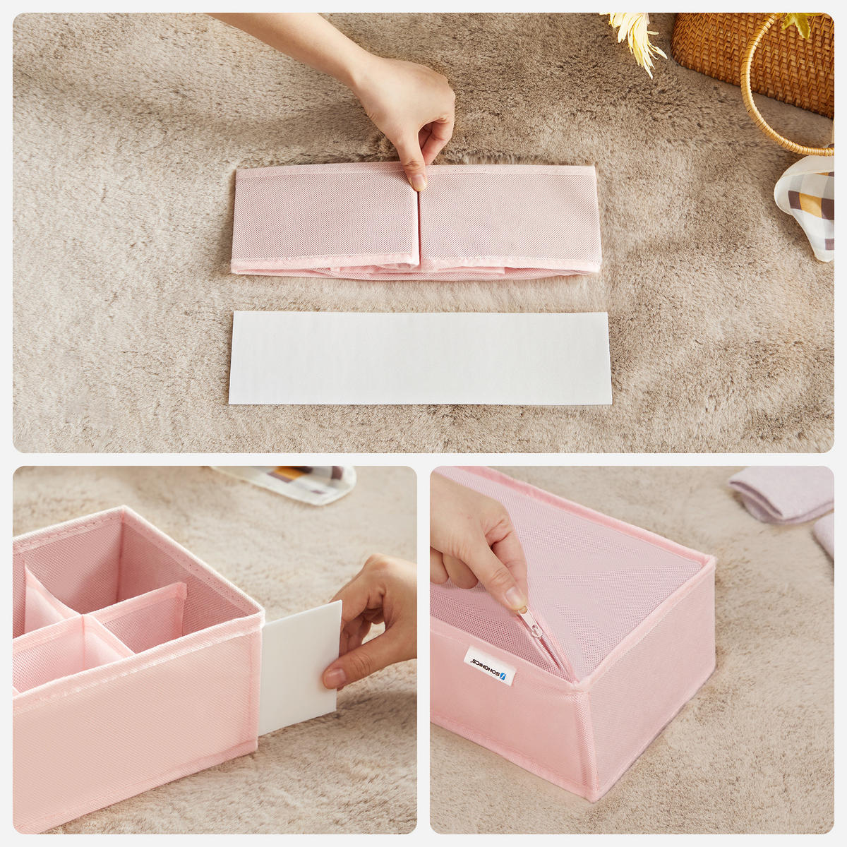 AUFBEWAHRUNGSBOX Tod (8er Set) - Hellrosa, Kunststoff (32/10/32cm) - SONGMICS