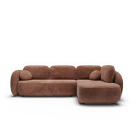 ECKSOFA AMICO II R-S Braun Geflochtener Stoff mit Schlaffunktion - Braun, Holz (289/190cm) - MASSENO