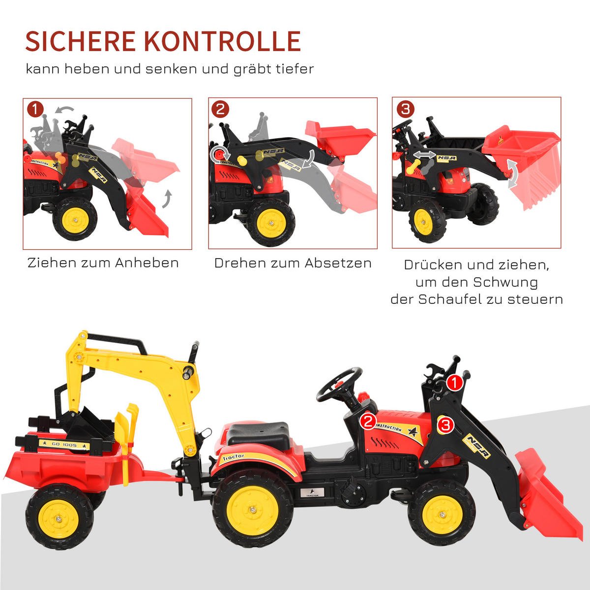 KINDER RUTSCHAUTO, Rot, Stahl+ Kunststoff - Rot, Metall (42/59/179cm) - HOMCOM
