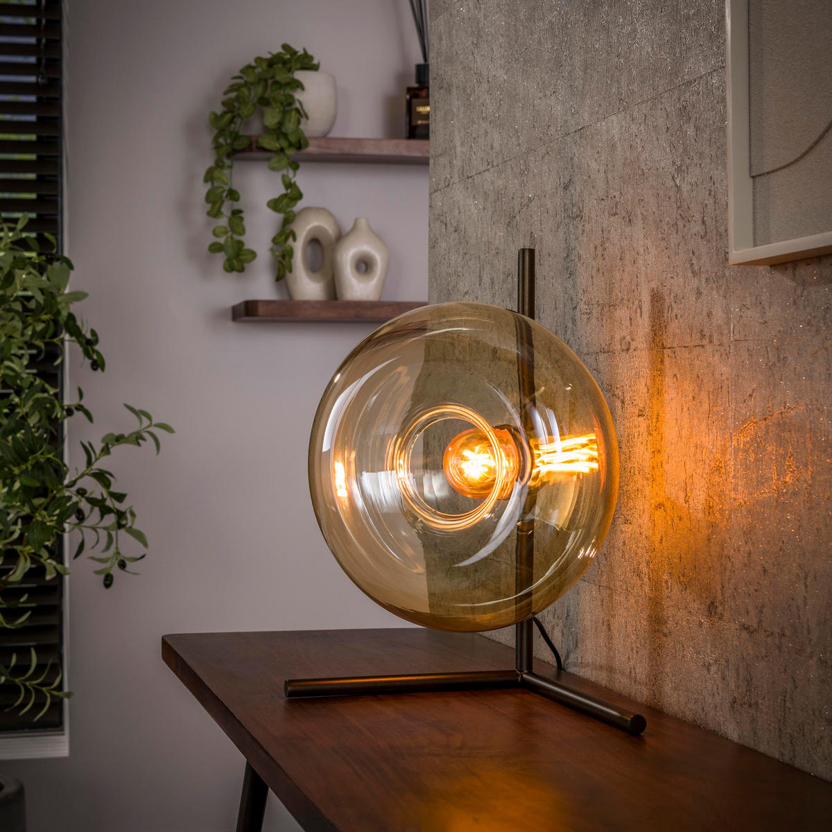 TISCHLAMPE Soll - Beige - 20/32/40 cm - Beige, Glas (20/32/40cm) - Hoyz Collection