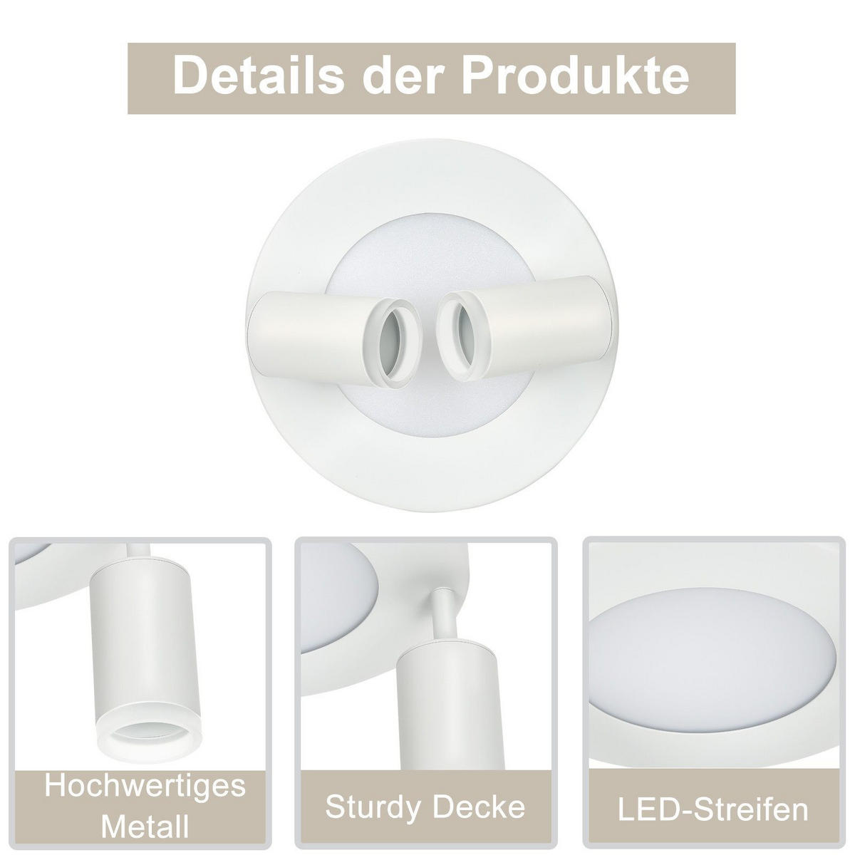 STRAHLER Bochum 2-flammig 25/25/16.9 cm - Weiß, Metall (25/25/16.9cm) - Nettlife