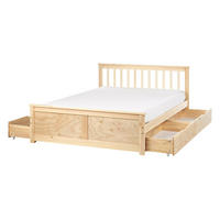BETT mit Schubladen 140x200 cm Heller Holzfarbton Olendon - Hellbraun, Holz (140/200cm) - Beliani