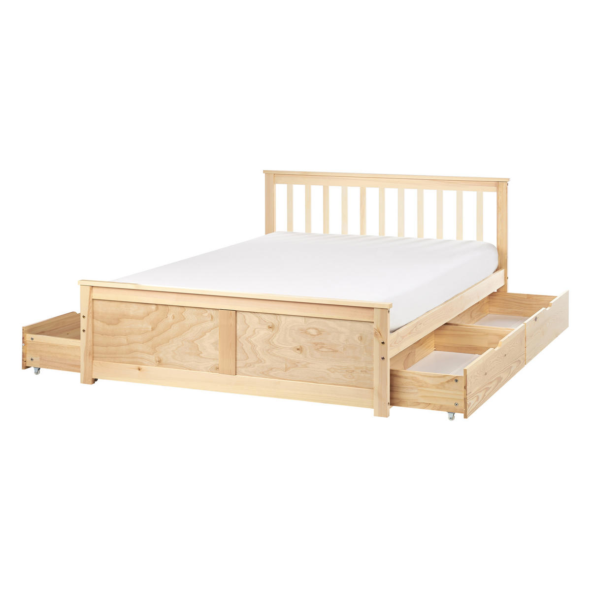 BETT mit Schubladen 140x200 cm Heller Holzfarbton Olendon - Hellbraun, Holz (140/200cm) - Beliani