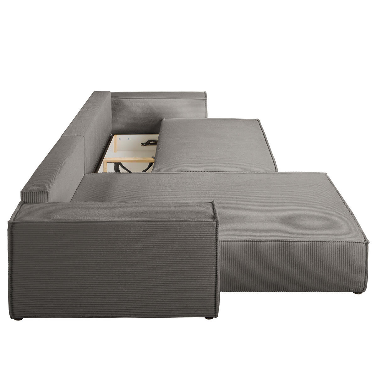 ECKSOFA mit Schlaffunktion - 290 cm - Schwarz/Grau, Kunststoff/Textil (290/185cm) - home24