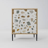 SIDEBOARD PIECES OF TOMORROW, Eichefarben, 57,5x42x72,5 cm, Schwarze Metallfüße - Eichefarben/Multicolor, Holzwerkstoff/Metall (57.5/72.5/42cm) - SpaceRebels
