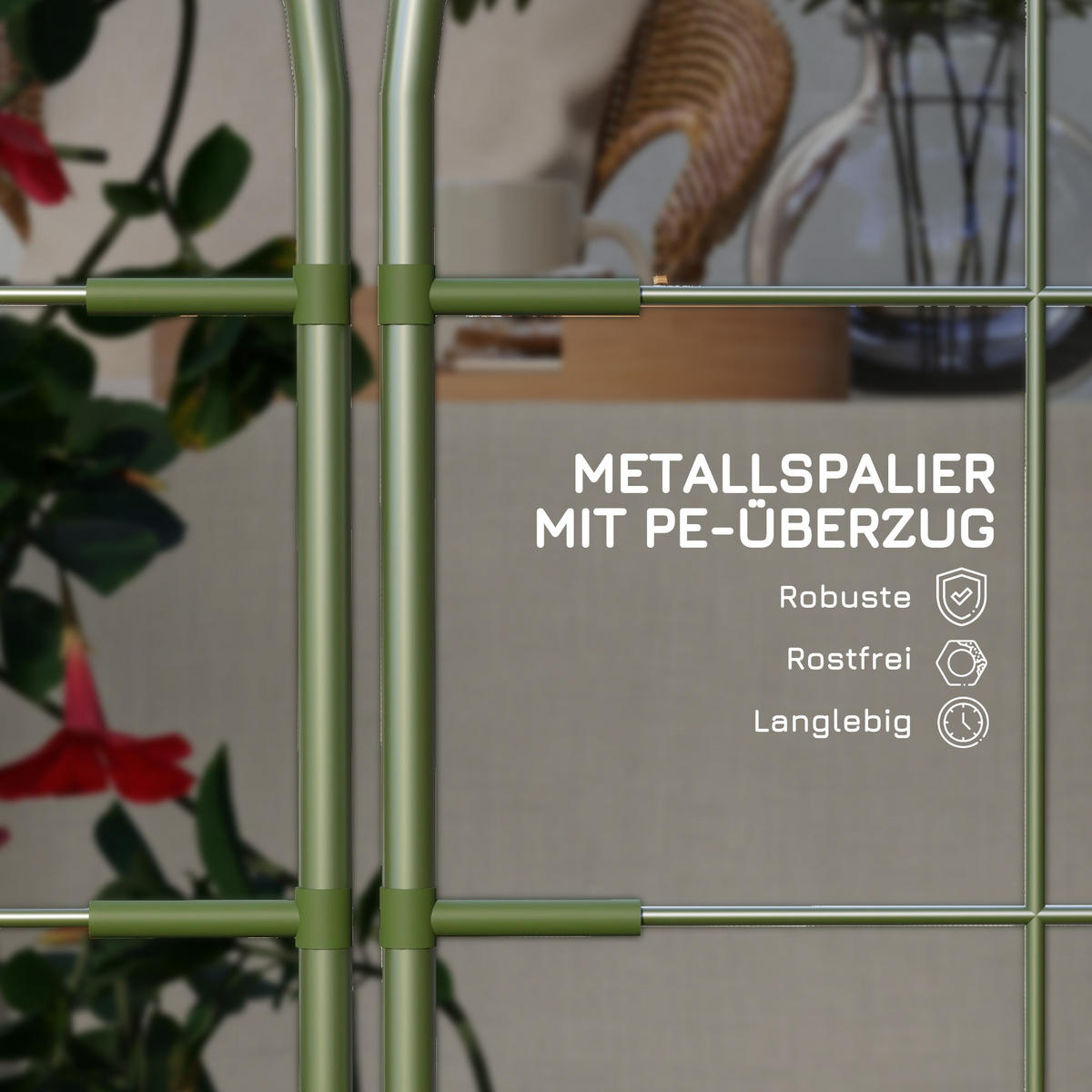 RANKHILFE, Pflanzenhalter, 6er-Set, Gartenspaliere für Kletterpflanzen, Stahl, Grün - Grün, Kunststoff/Metall (0.8/90/40cm) - Outsunny