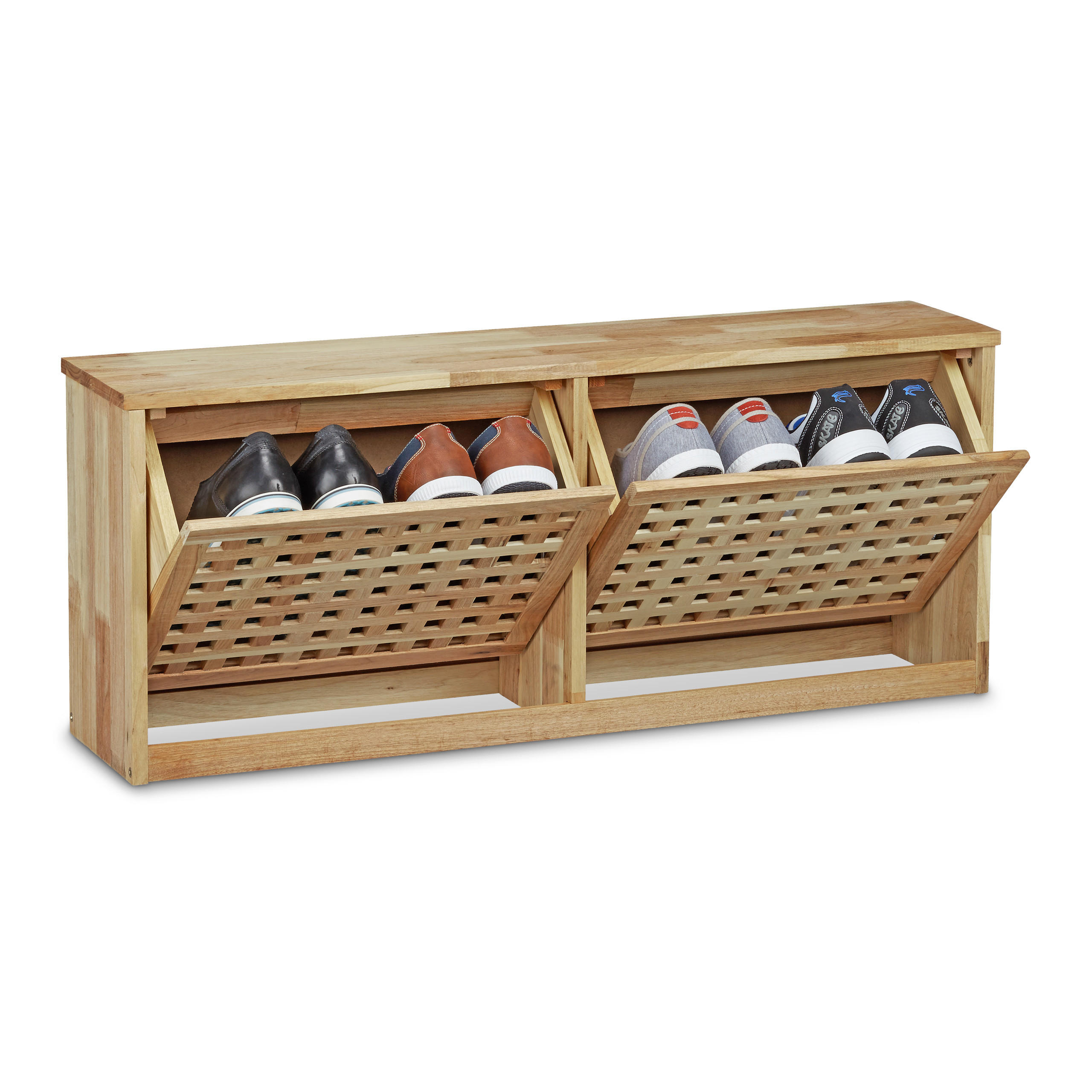 SKOSKÅP Valnöt tippbar massivt trä 38x94x20 cm Ljusbrun 38/94/20 cm