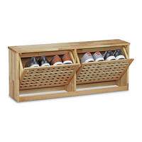 SCHUHKIPPER - Hellbraun, Holz/Holzwerkstoff (94/38/20cm) - Relaxdays