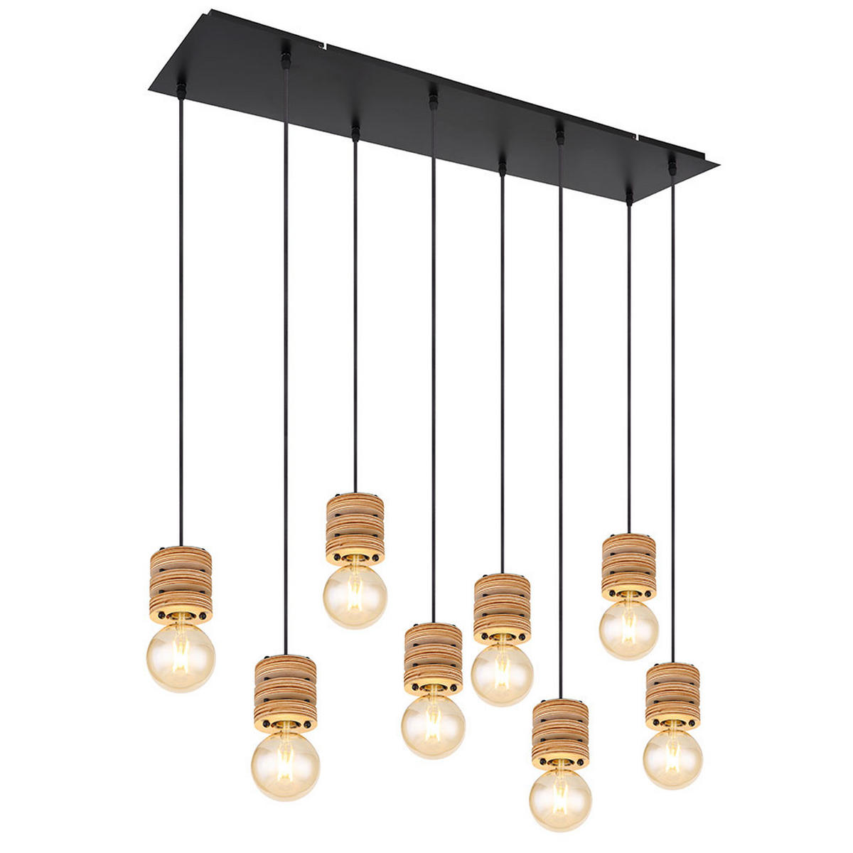 HÄNGELEUCHTE Metall Holzoptik Schwarz - Schwarz, Metall (98/24/120cm) - Globo Lighting