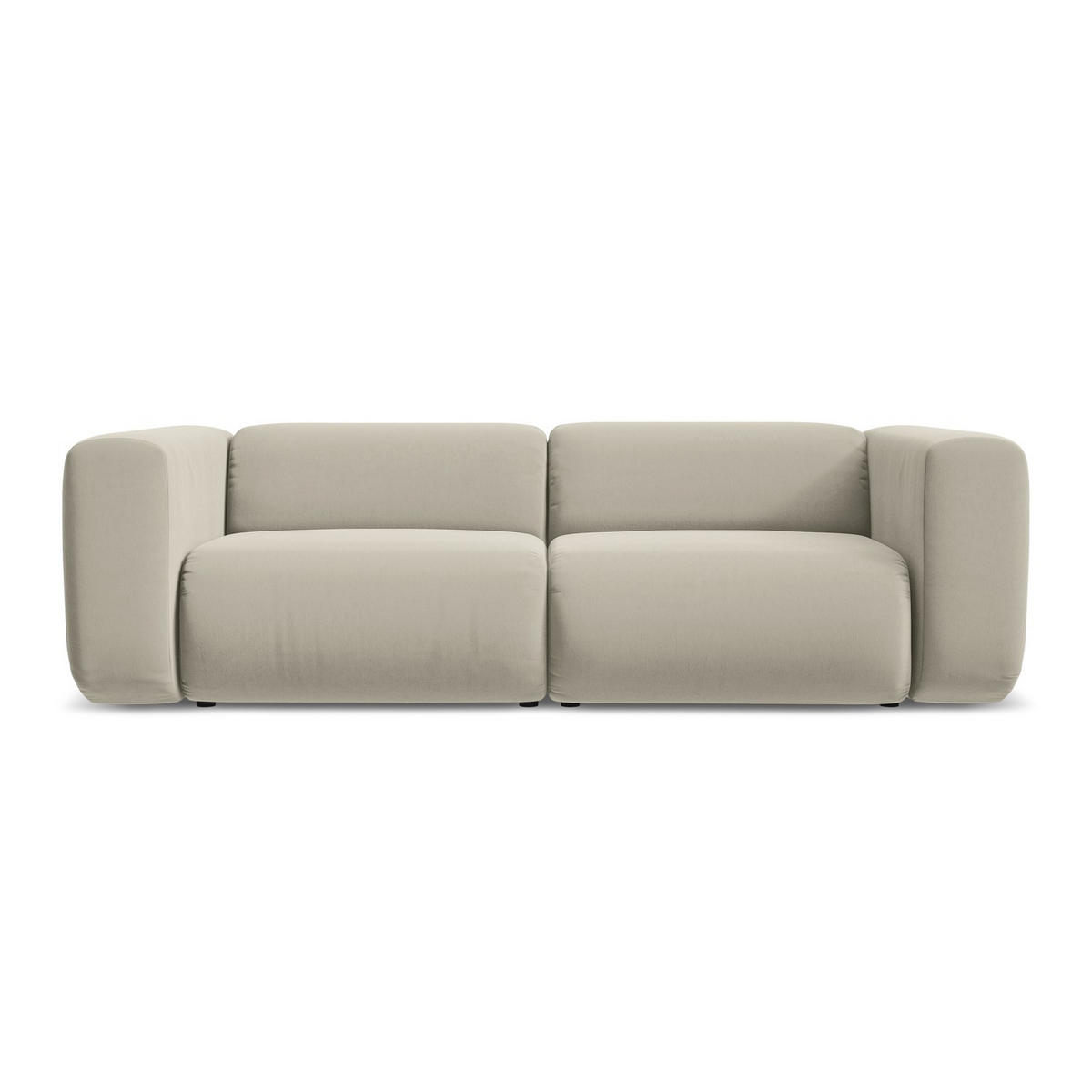 3-SITZER SOFA Samt Stoff Creme - Perlmutt/Creme, Kunststoff/Textil (228/70/89cm) - LaMiaSofa