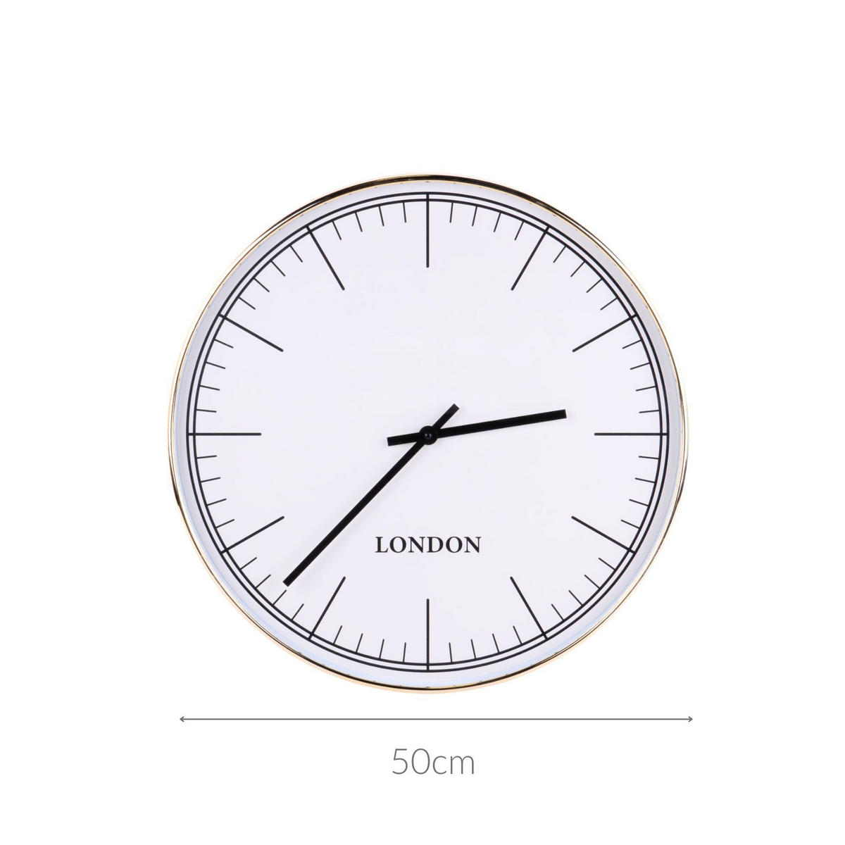 WANDUHR Küche minimalistisch Ø 50 cm - Weiß, Kunststoff (50/50/4.5cm) - Home Styling Collection