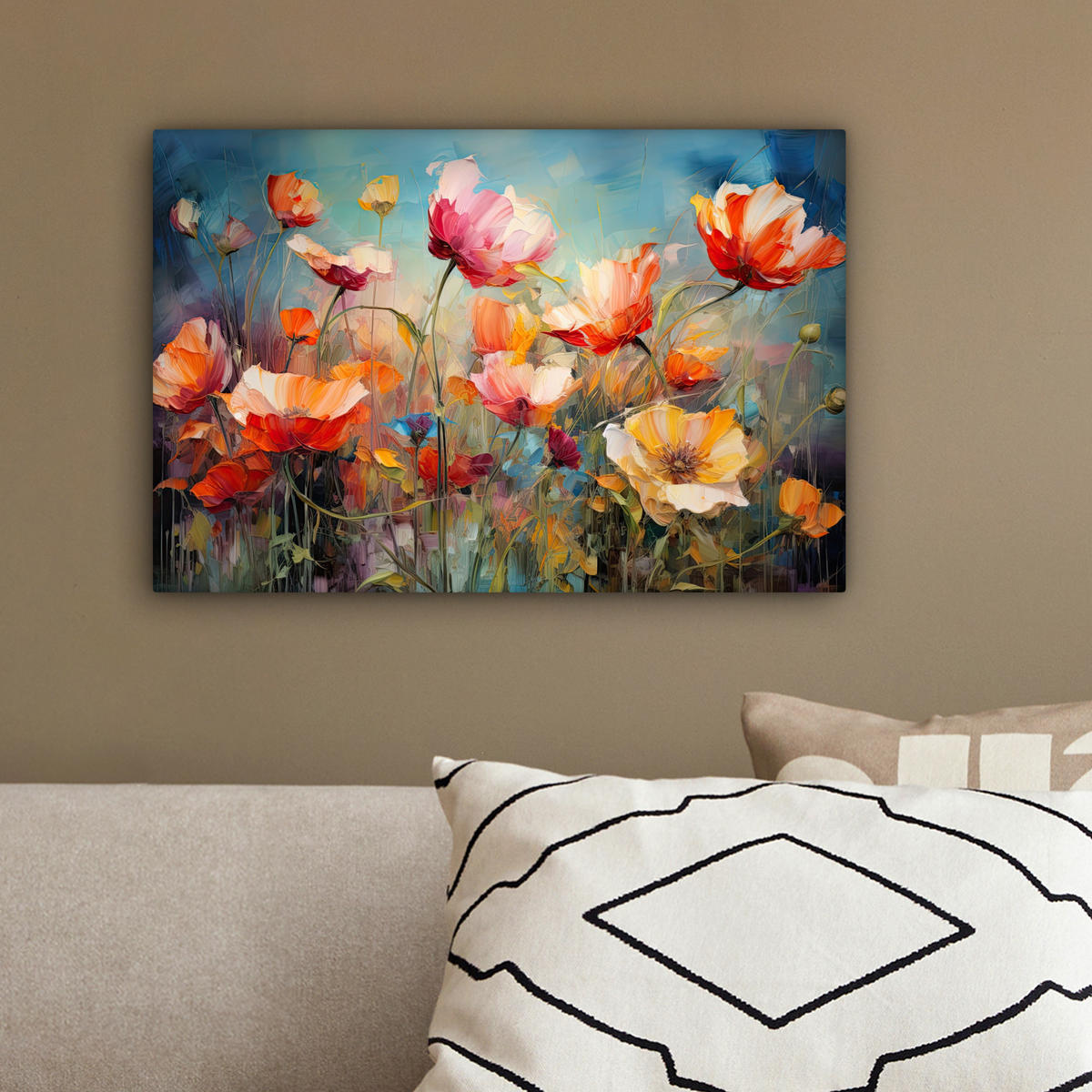 LEINWANDBILD Blumen - Aquarell - Kunst - Botanisch - Natur 30x20 cm - Orange, Textil (30/20cm) - MuchoWow