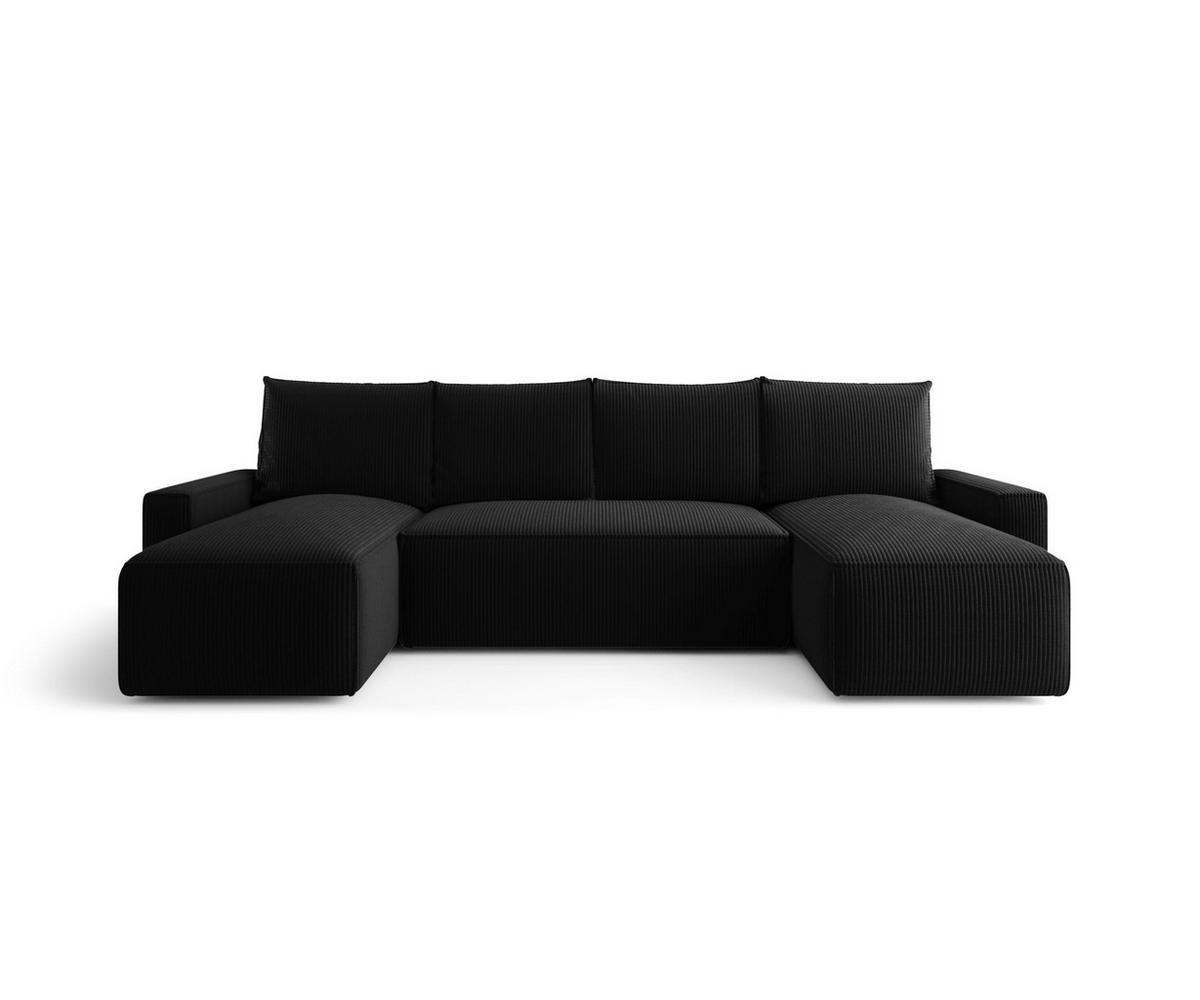 WOHNLANDSCHAFT mit Schlaffunktion SAVIO U Poso 135 - Schwarz, Textil (300/75/140cm) - Bedante