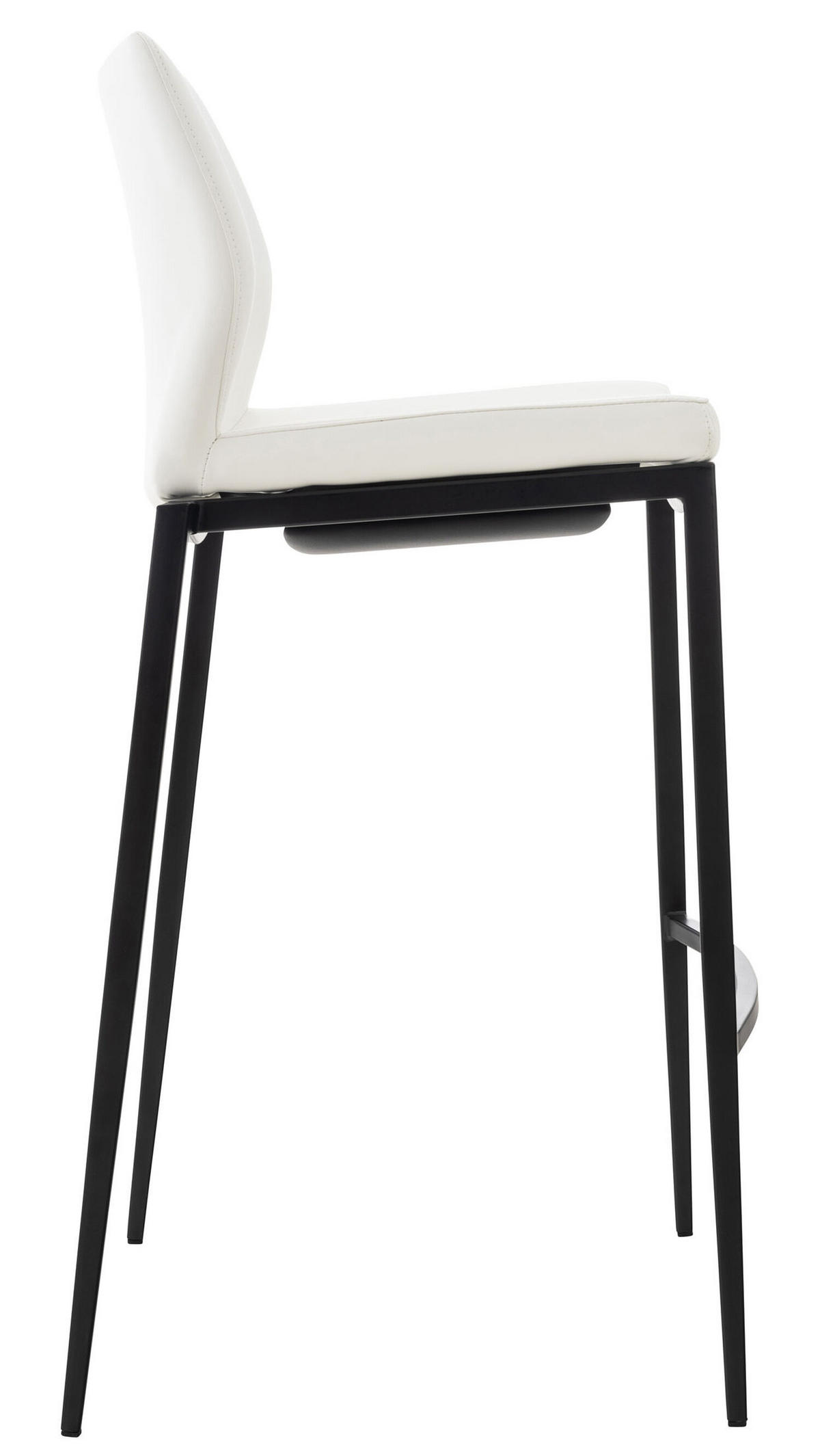 BARHOCKER Matheo, Gestell schwarz, Kunstleder Weiß - Schwarz/Weiß, Kunststoff/Textil (47/100/53cm) - TPFLiving