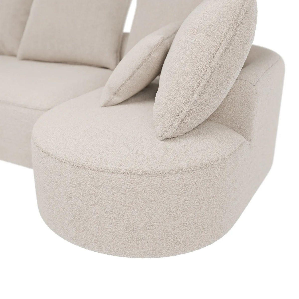 SOFA Tirano Bouclé Creme mit Ottomane rechts - Creme, Textil (300/102cm) - Juskys