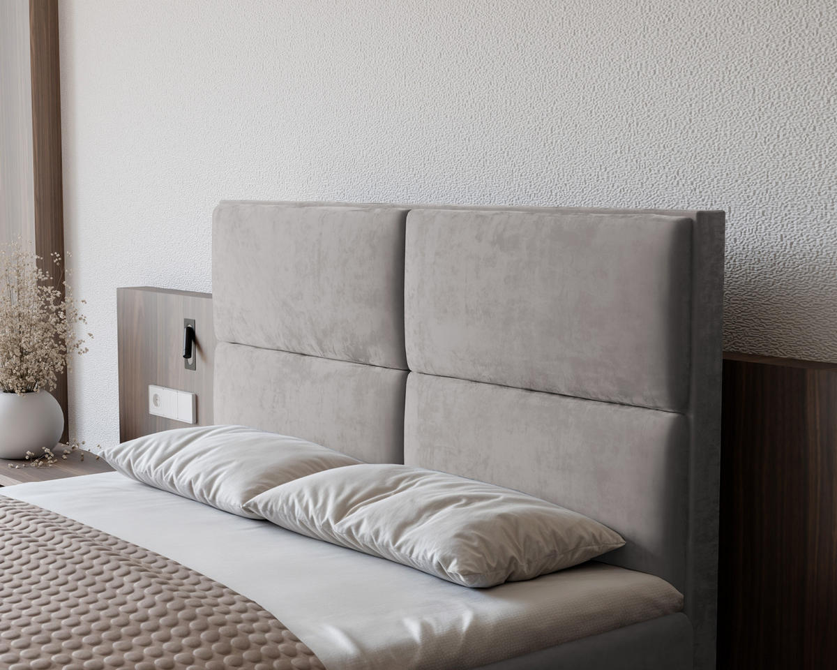 BOXBETT ORFEO 120/200 cm mit Matratze und Topper, Grau - Grau, Textil (120/200cm) - Idohome