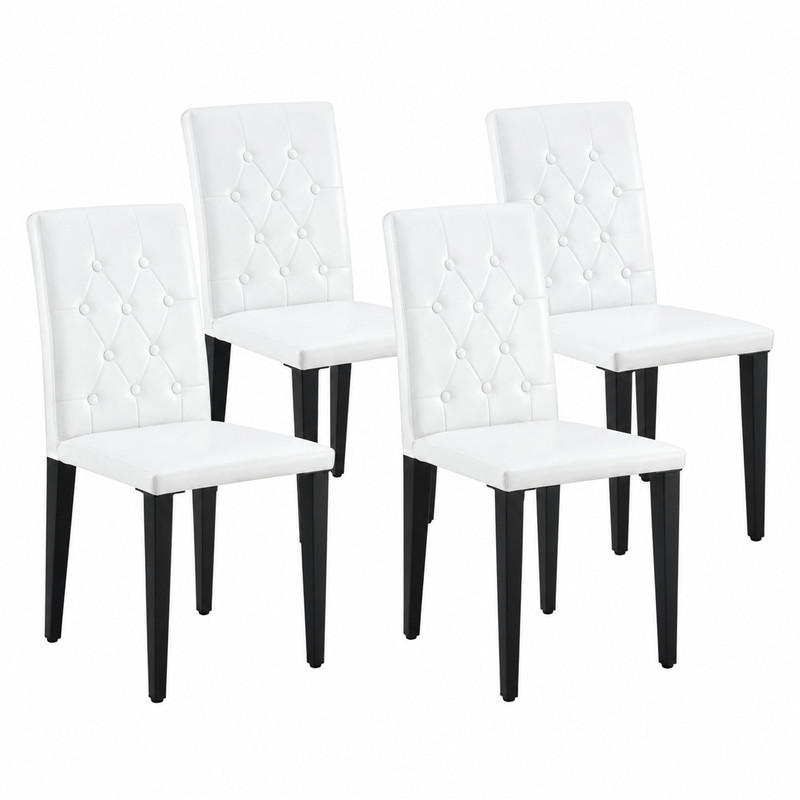 ESSZIMMERSTUHL 4er-Set 89 cm PU Weiß mit Metallbeinen Schwarz - Weiß, Metall (46/89/42cm) - Meubliv