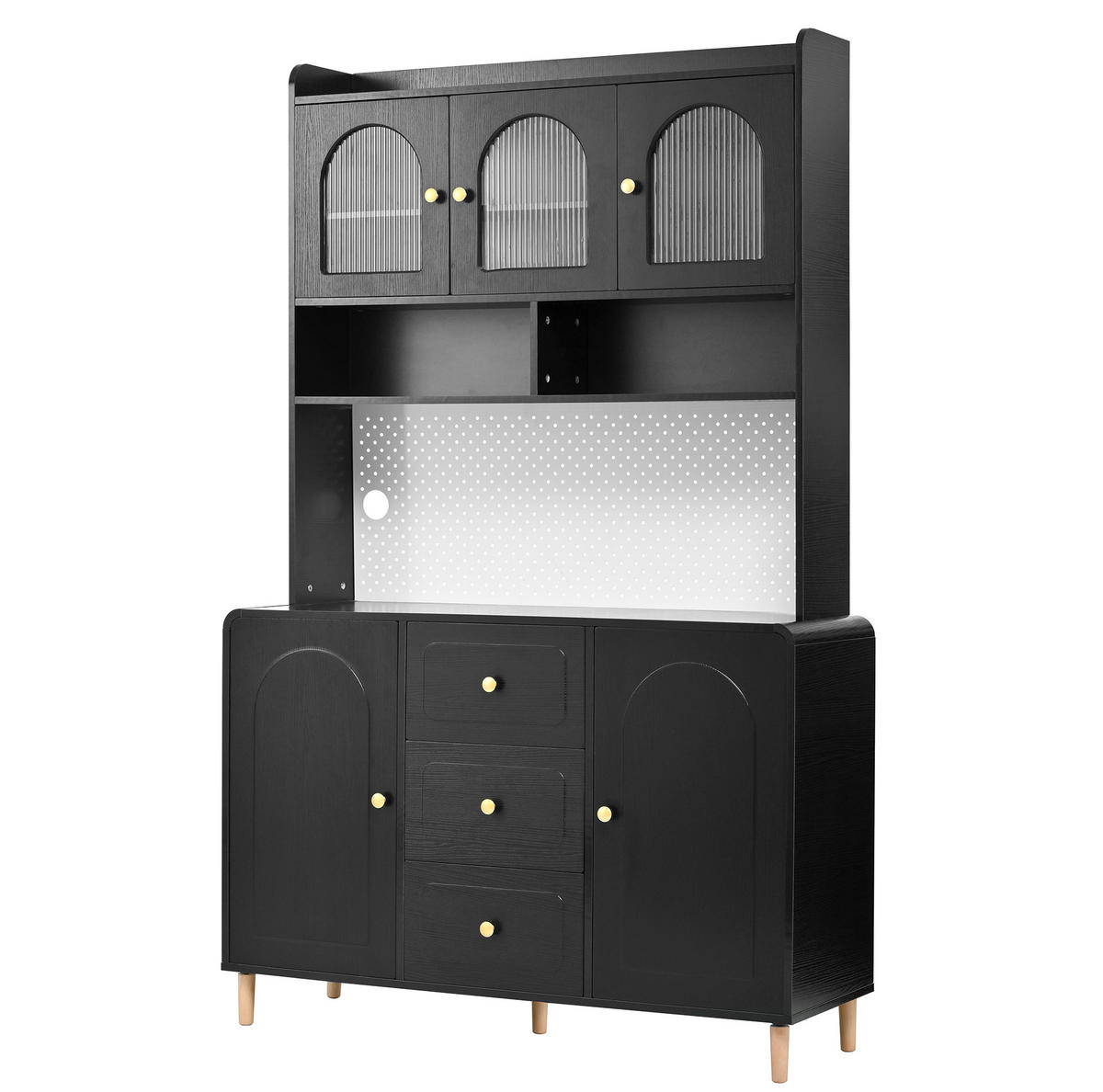 BUFFETSCHRANK 105/38,4/180 cm mit LED-Beleuchtung, verstellbaren Böden und Schiebetür im Scheunenlook, Weiß - Weiß, Holzwerkstoff (105/180/38.4cm) - Redom