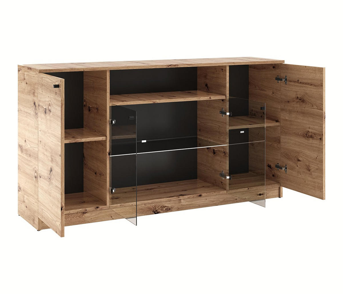 KOMMODE NATURIO 160/87/40cm mit 4 Türen Eiche Artisan - Eiche Artisan, Holzwerkstoff (160/87/40cm) - MASSENO