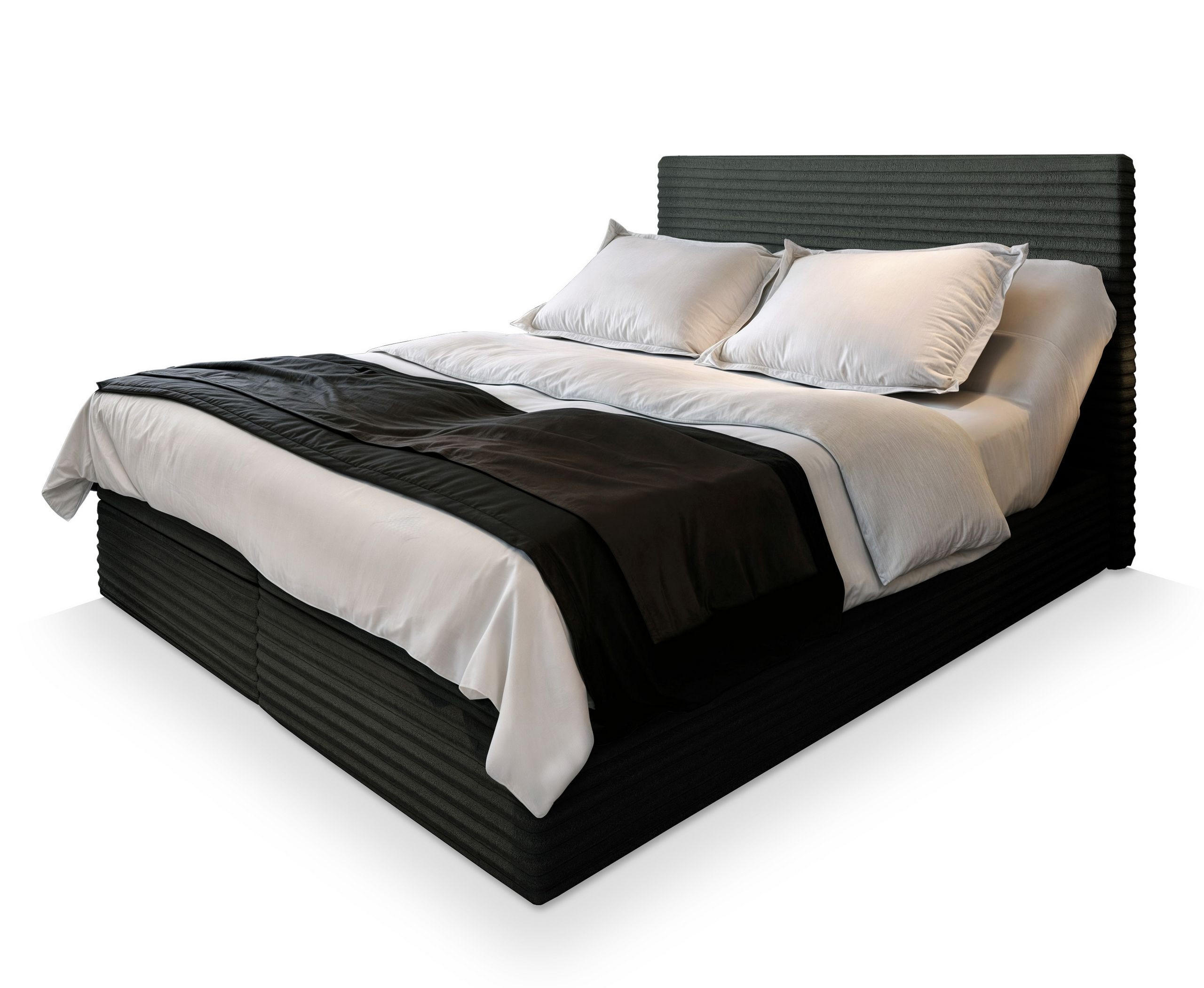 POSTEL BOXSPRING MILARA 160x200 cm, s matrací a úložným prostorem, černá - černá, kompozitní dřevo/textil (160/200cm) - MASSENO